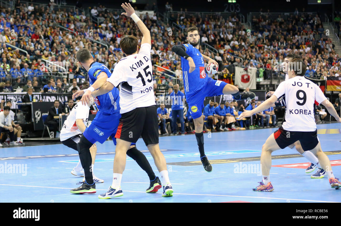 Berlin, Germany. 14th Jan, 2019. Handball IHF Men's World Championship: Nedim Remili for France attempts a shoot Credit: Mickael Chavet/Alamy Live News Stock Photo