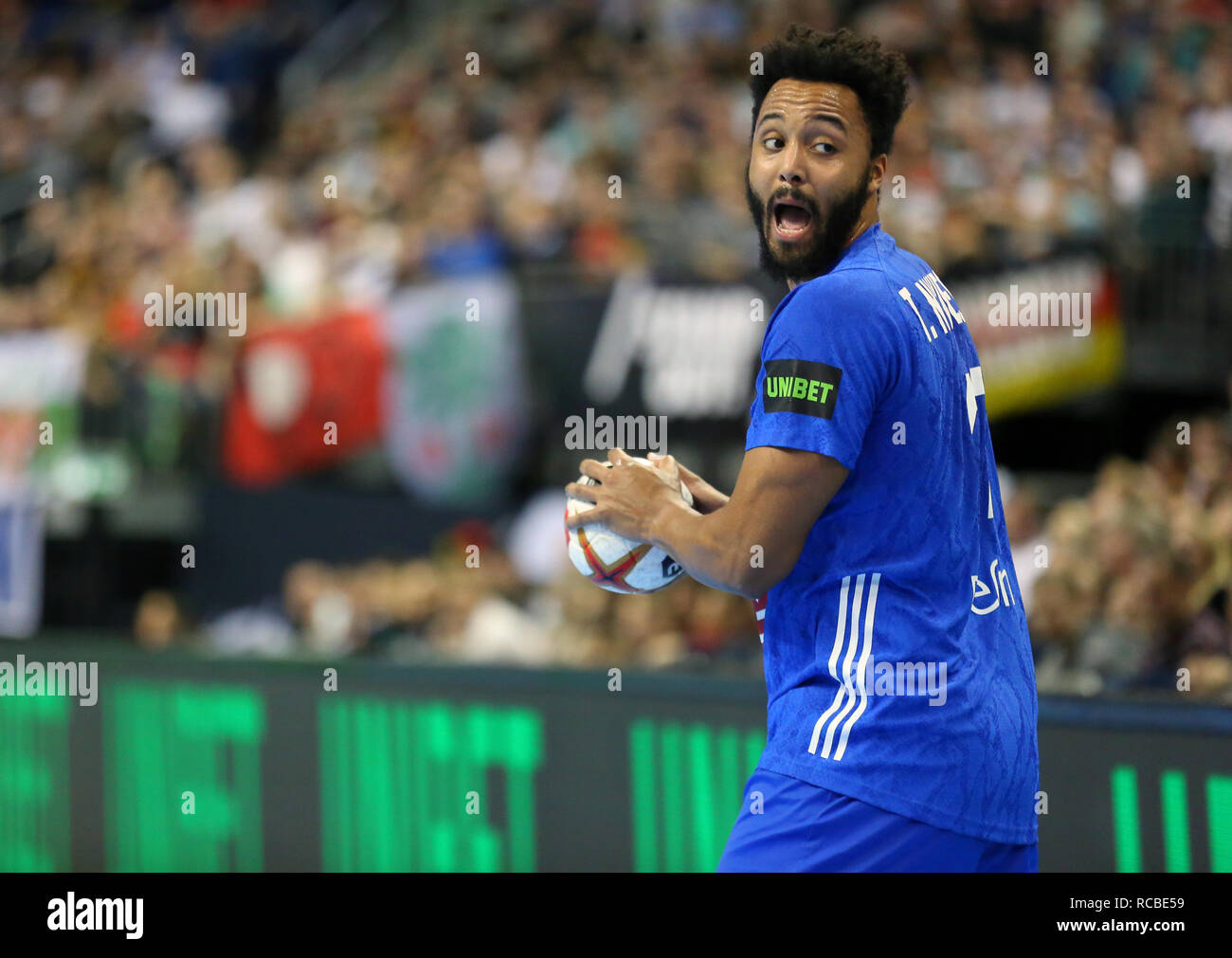 Berlin, Germany. 14th Jan, 2019. Handball IHF Men's World Championship: Timothey N'Guessan for France Credit: Mickael Chavet/Alamy Live News Stock Photo