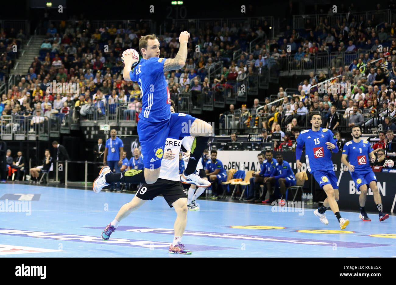 Berlin, Germany. 14th Jan, 2019. Handball IHF Men's World Championship: Valentin Porte for France Credit: Mickael Chavet/Alamy Live News Stock Photo