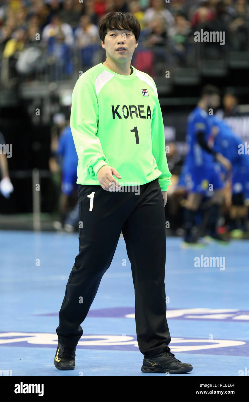 Berlin, Germany. 14th Jan, 2019. Handball IHF Men's World Championship: Korea goalkeeper Jaeyong Park Credit: Mickael Chavet/Alamy Live News Stock Photo
