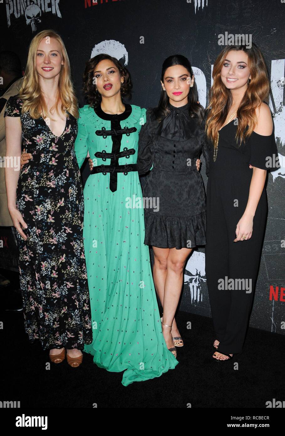 Los Angeles, CA, USA. 14th Jan, 2019. Deborah Ann Woll, Amber Rose Revah, Floriana Lima, Giorgia Whigham at arrivals for MARVEL's THE PUNISHER Premiere on NETFLIX, ArcLight Hollywood, Los Angeles, CA January 14, 2019. Credit: Elizabeth Goodenough/Everett Collection/Alamy Live News Stock Photo