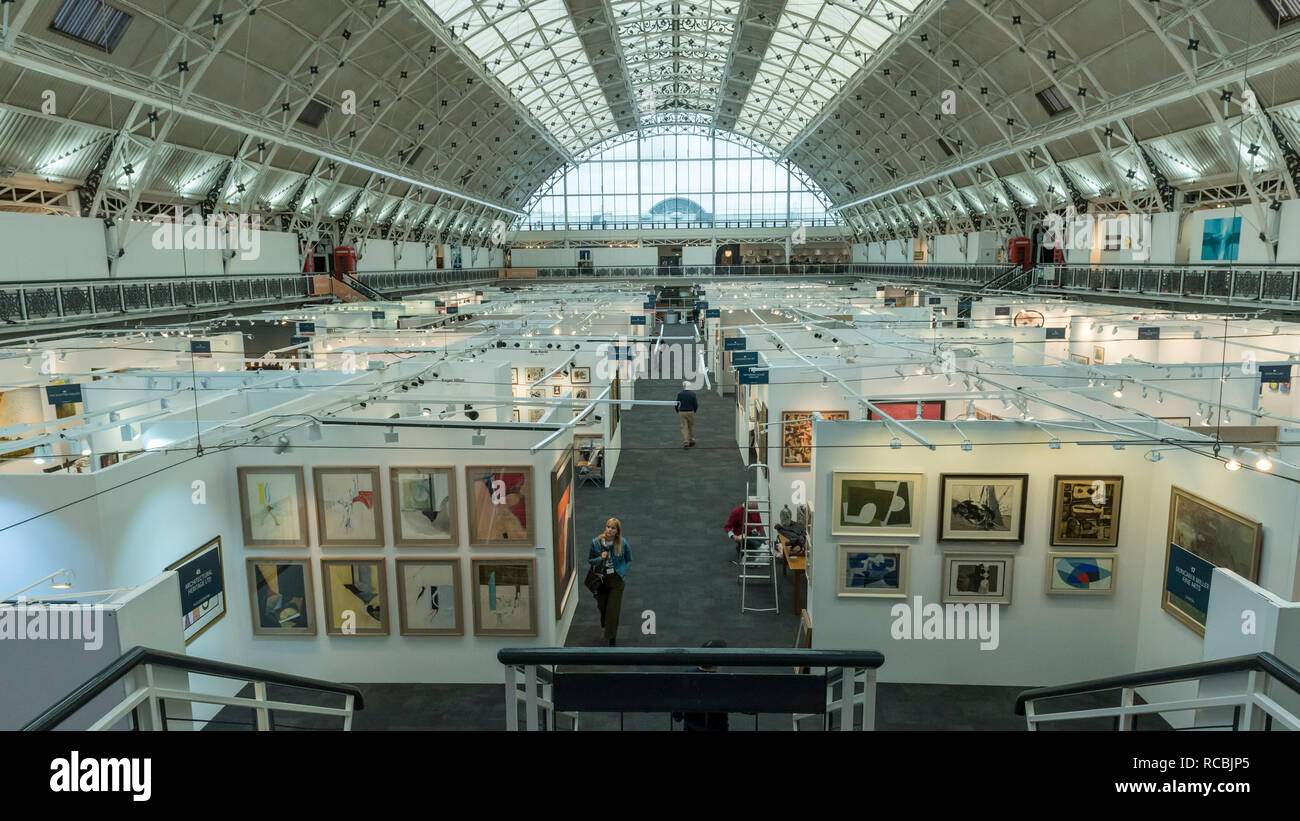 London Uk 15 January 19 General View Of Gallery Space Preview Of London Art Fair 19 At The Business Design Centre In Islington The Annual Fair Showcases Exceptional Modern And Contemporary Art