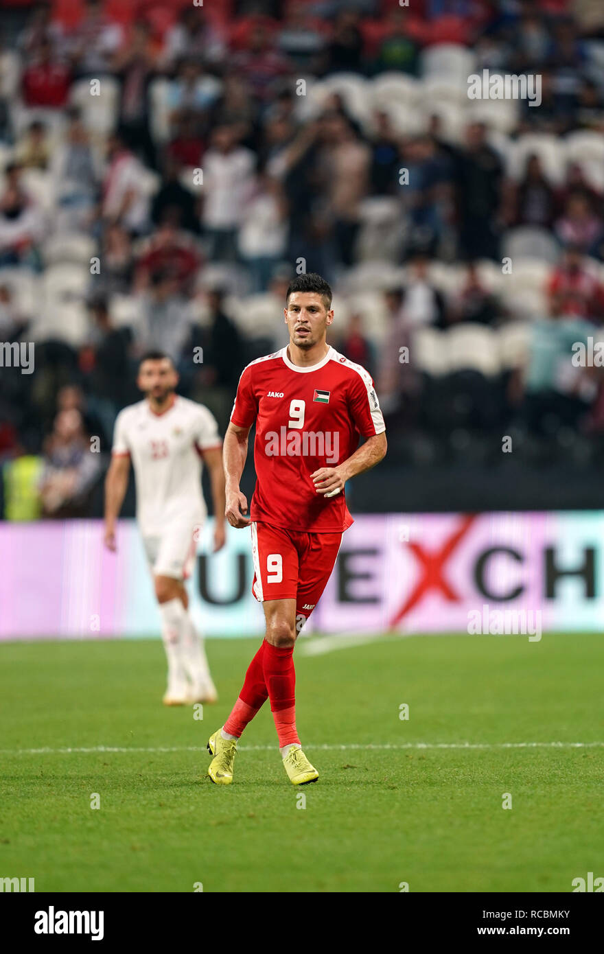 January 15, 2019 : Tamer Seyam of Palestine during Palestine v Jordan at  the Mohammed Bin Zayed Stadium in Abu Dhabi, United Arab Emirates, AFC  Asian Cup, Asian Football championship. Ulrik Pedersen/CSM/Sipa