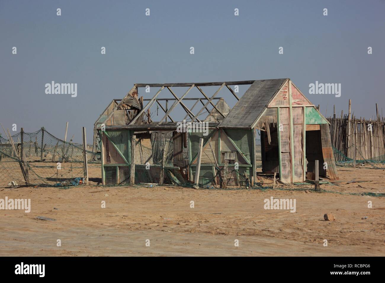 Poor fishing village near Film on the east coast of Oman, Arabian Peninsula, Middle East, Asia Stock Photo