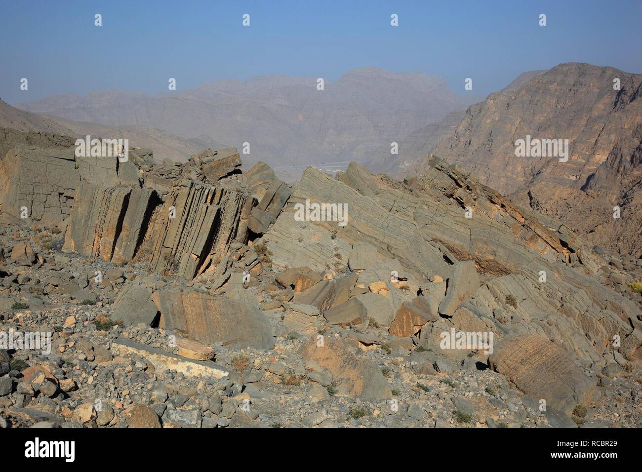 Landscape in the Jebel Harim region, in the Omani enclave of Musandam, Oman, Middle East, Asia Stock Photo