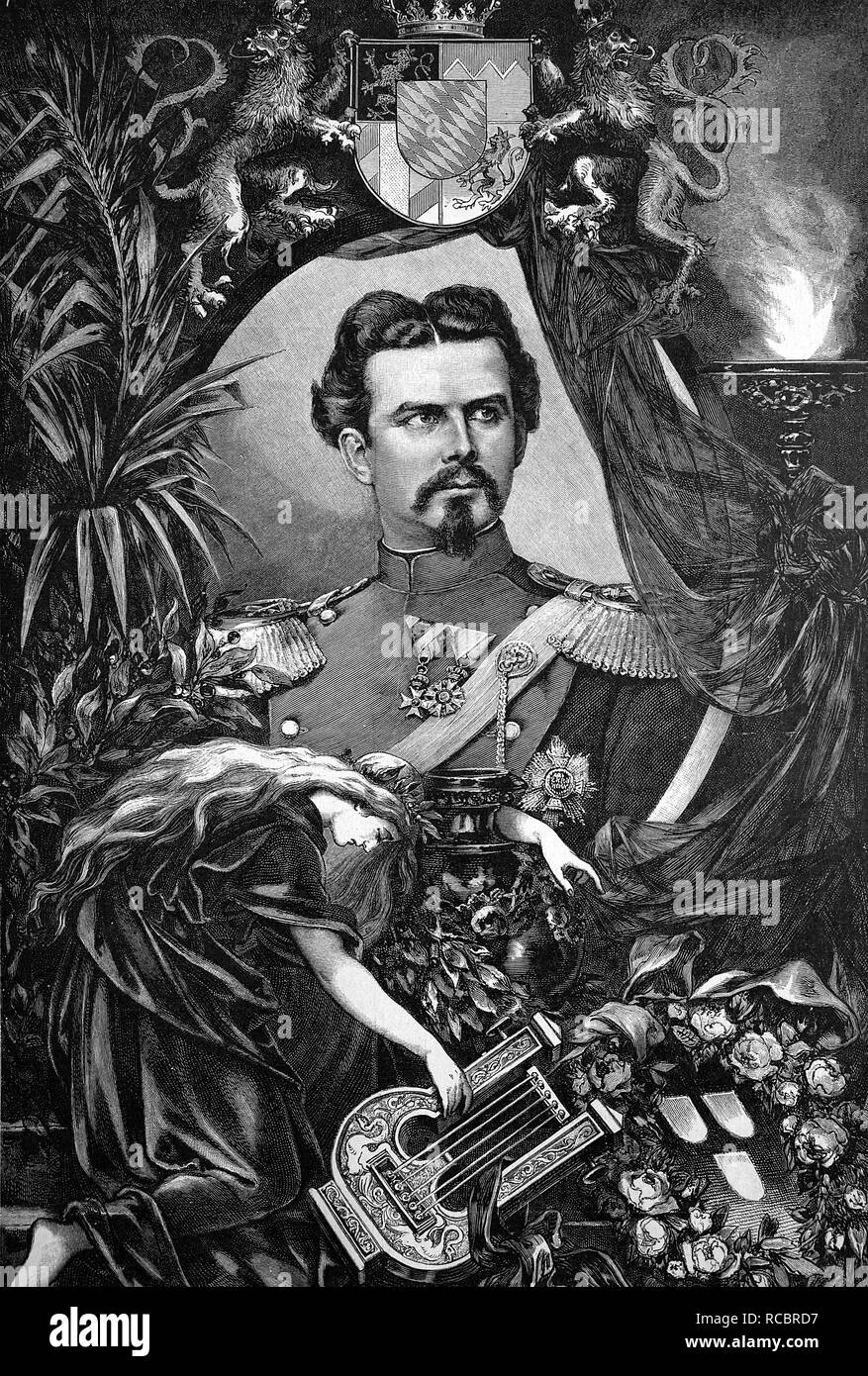 King Ludwig II of Bavaria, Ludwig II Otto Friedrich Wilhelm von Bayern, 1845 - 1886, decendant from the German royal house of Stock Photo