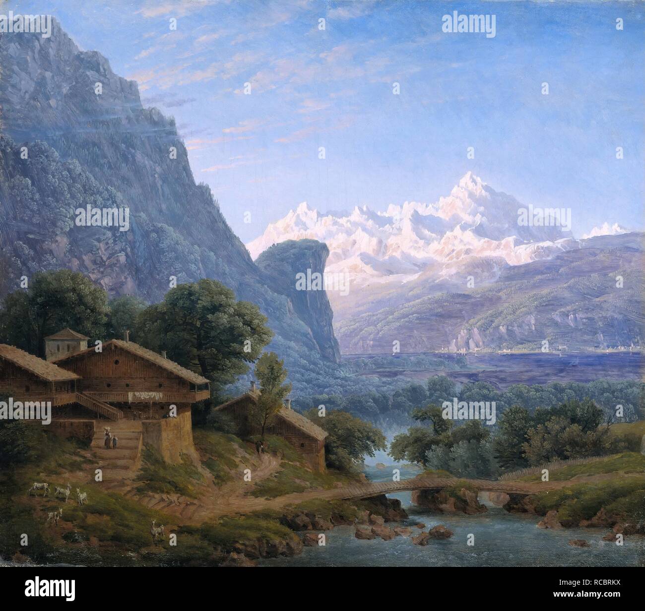 View of Mont Blanc. Museum: Staatliche Museen, Berlin. Author: SCHINKEL, KARL FRIEDRICH. Stock Photo