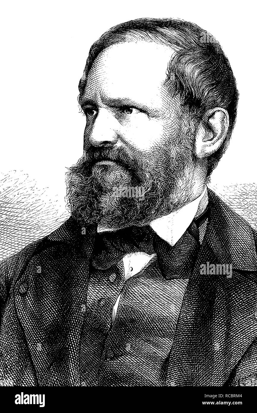 Franz Wallner, actually Leidesdorf, 1810 - 1876, an actor, director and writer, historical engraving, 1880 Stock Photo