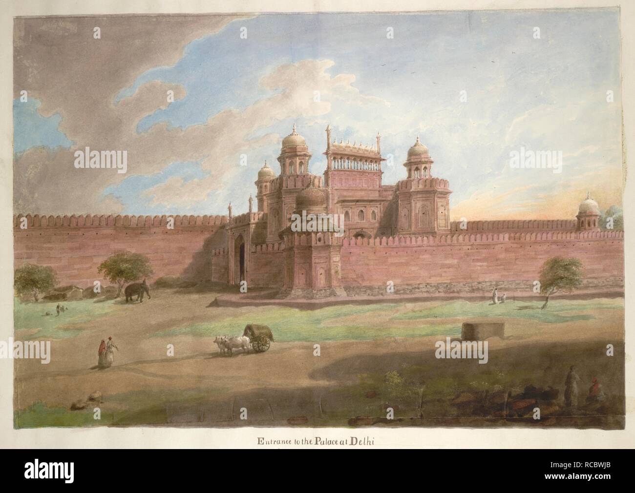 The Lahore Gate of the Delhi Fort. Hastings Albums. 1815. watercolour. Source: Add.Or.4828. Language: English. Author: SITA RAM. Stock Photo