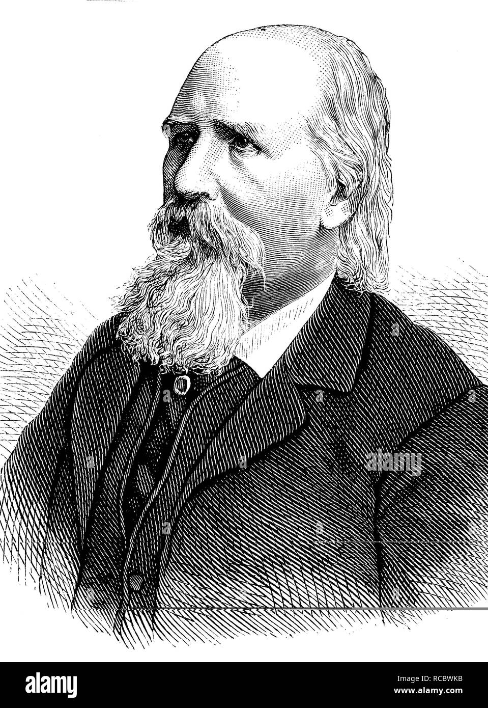 Franz Emanuel August Geibel, 1815-1884, a German poet, historic engraving, about 1888 Stock Photo
