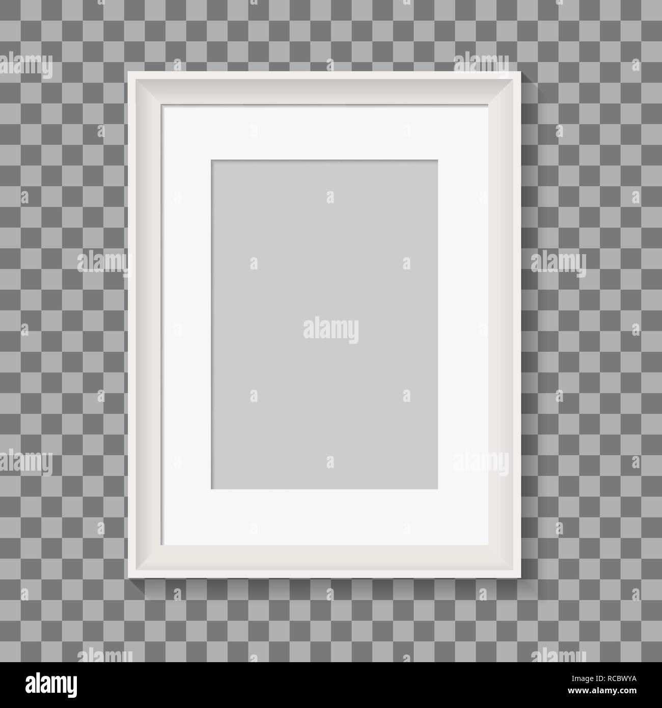 blank picture frame for photographs. vector realisitc mockup. design template on transparent background Stock Vector