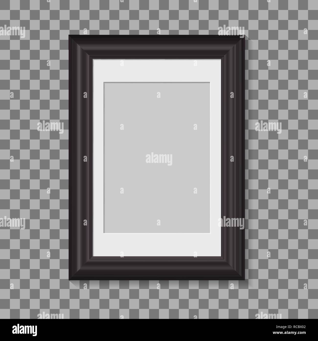 blank picture frame for photographs. vector realisitc mockup. design template on transparent background Stock Vector