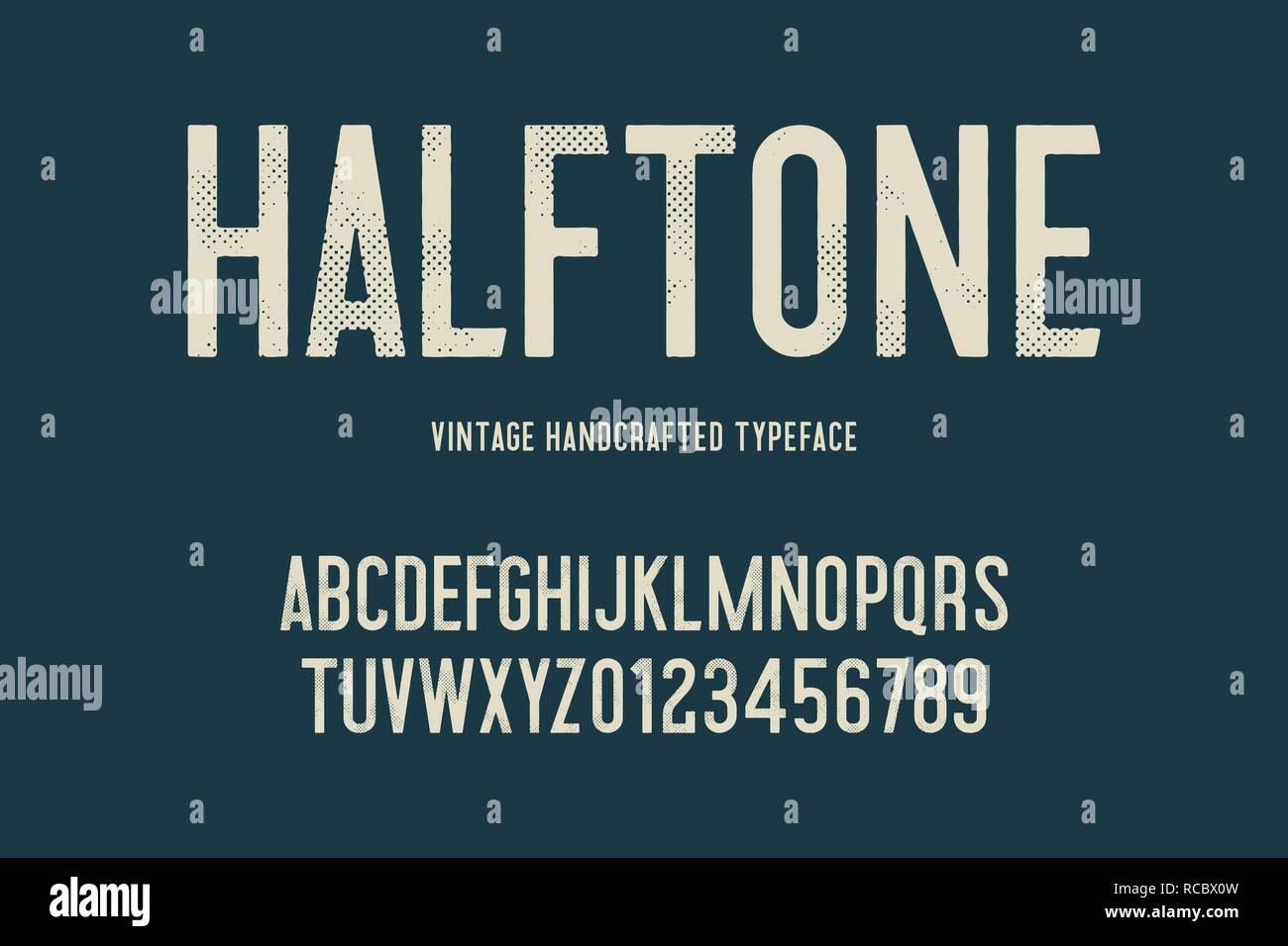 vintage handcrafted typeface with halftone effect. grunge letters. vector illustration Stock Vector