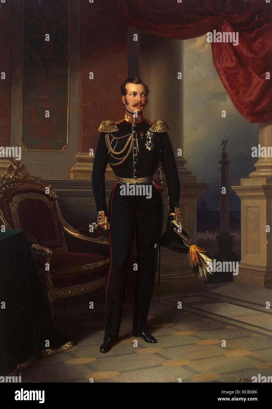 Portrait of the Crown prince Alexander Nikolayevich (1818-1881). Museum: State Hermitage, St. Petersburg. Author: Krüger, Franz. Stock Photo