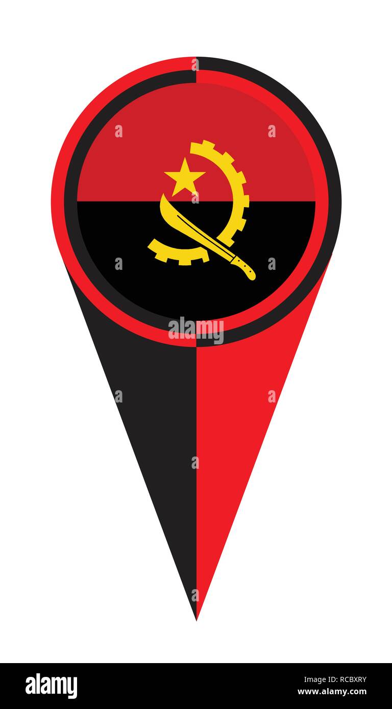 Angola map pointer pin icon location flag marker Stock Vector
