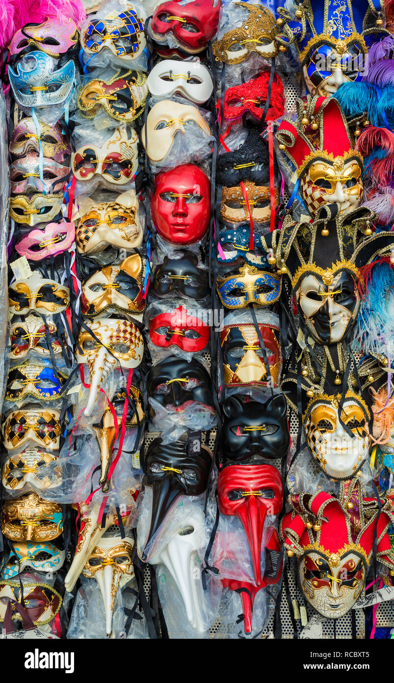 Colorful and traditional Venice Carnival Masks Stock Photo