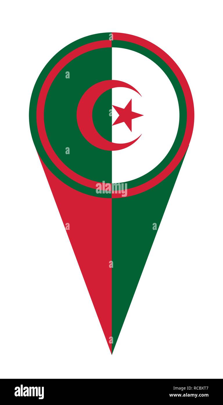 Algeria map pointer pin icon location flag marker Stock Vector