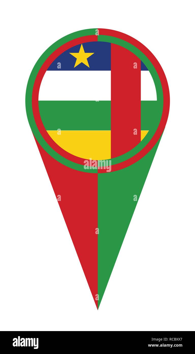 Central African Republic map pointer pin icon location flag marker Stock Vector