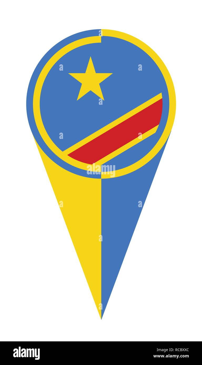 Democratic Republic of the Congo map pointer pin icon location flag marker Stock Vector