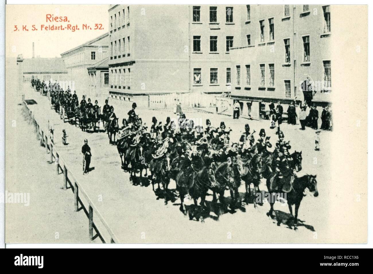 11758-Riesa-1910-3. Königlich Sächsisches Feldartillerie-Regiment Nr. 32- Stock Photo