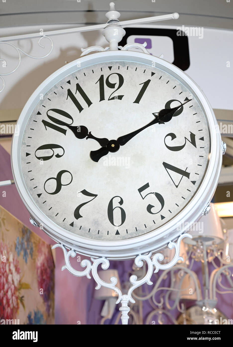 Vintage Style Big White Decorative Clock Stock Photo Alamy