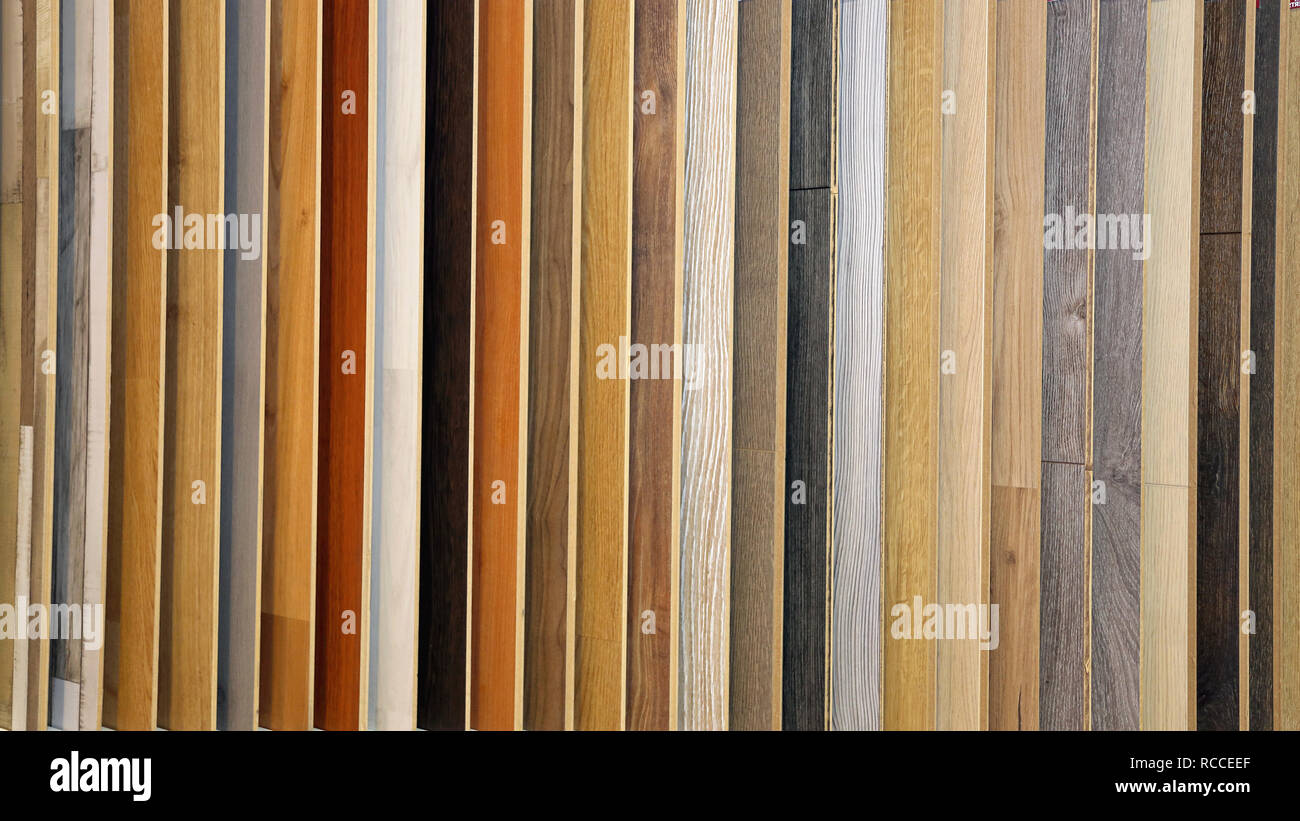 Laminate Wood Flooring Color Board Selection Stock Photo