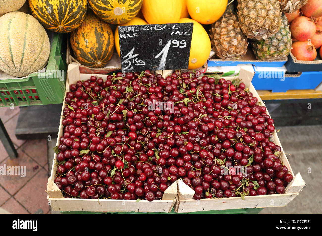 Sour Cherry For Sale at Farmers Market Stock Photo Alamy