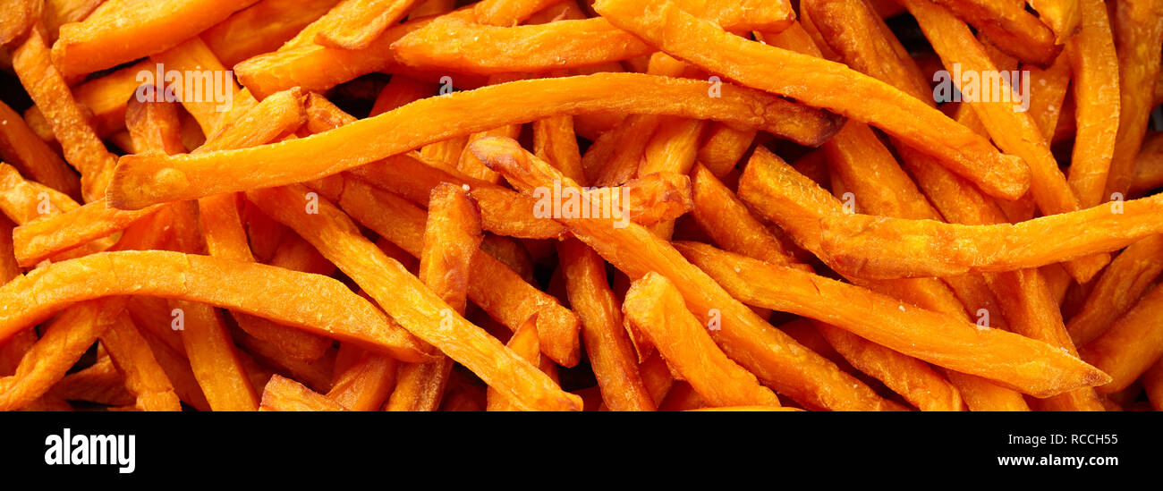 Banner of sweet potato chips in flat lay view for website header of