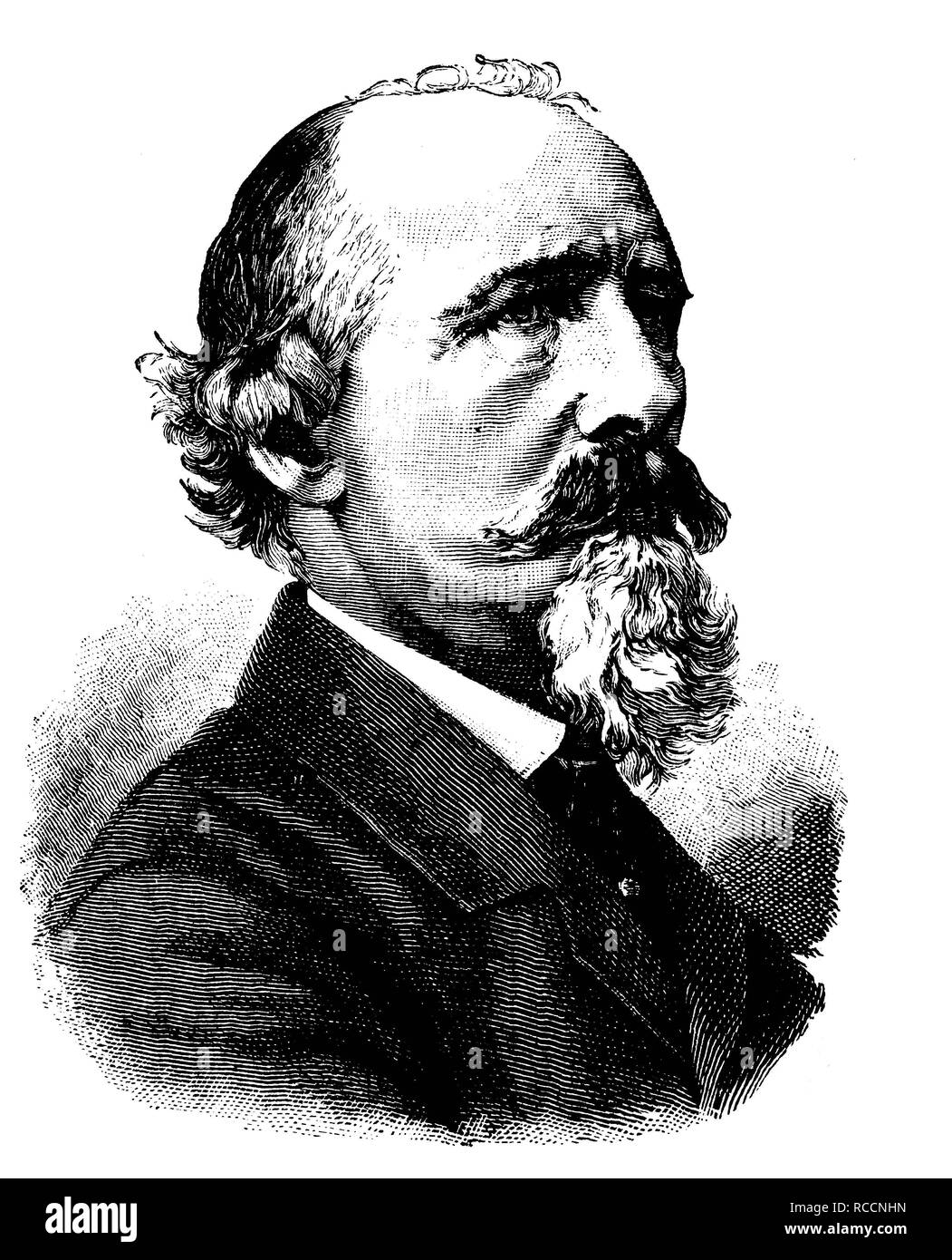 Franz Emanuel August Geibel, 1815 - 1884, a German poet, historical illustration, wood engraving, circa 1888 Stock Photo