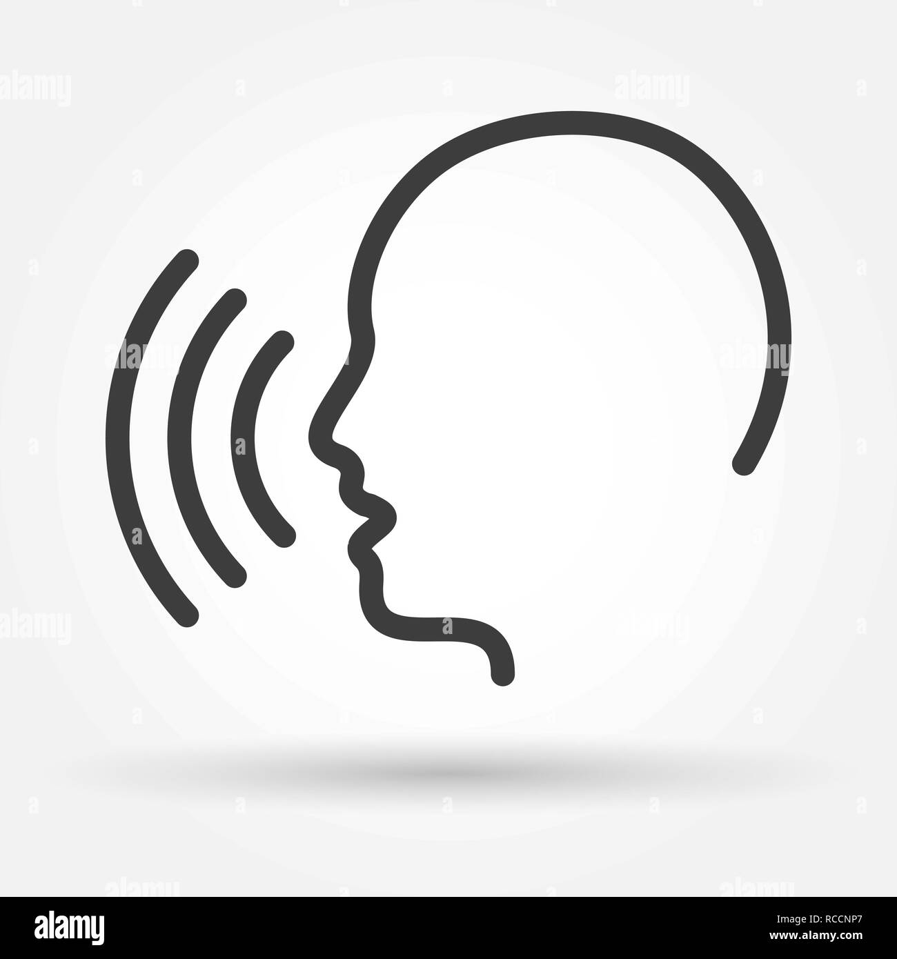 Speak listen symbol black head Black and White Stock Photos & Images ...