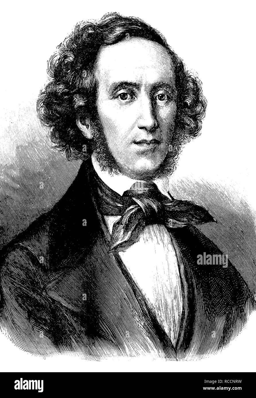 Jakob Ludwig Felix Mendelssohn Bartholdy, 1809 - 1847, a German composer, pianist and organist, he is considered one of the Stock Photo