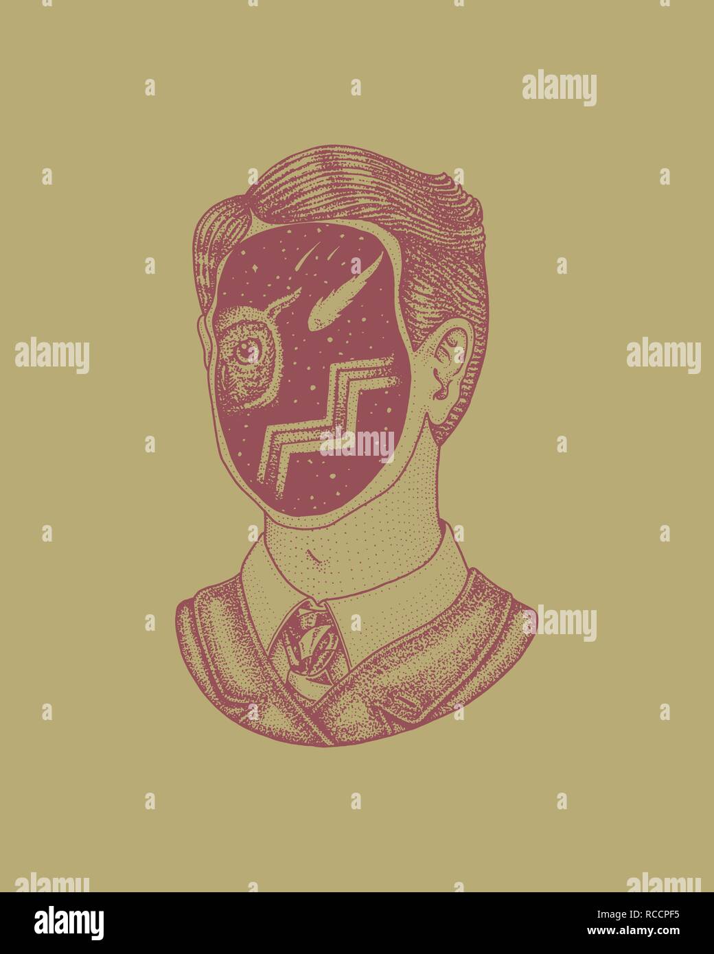 Double Exposure Space In A Man Detective Gentleman In A
