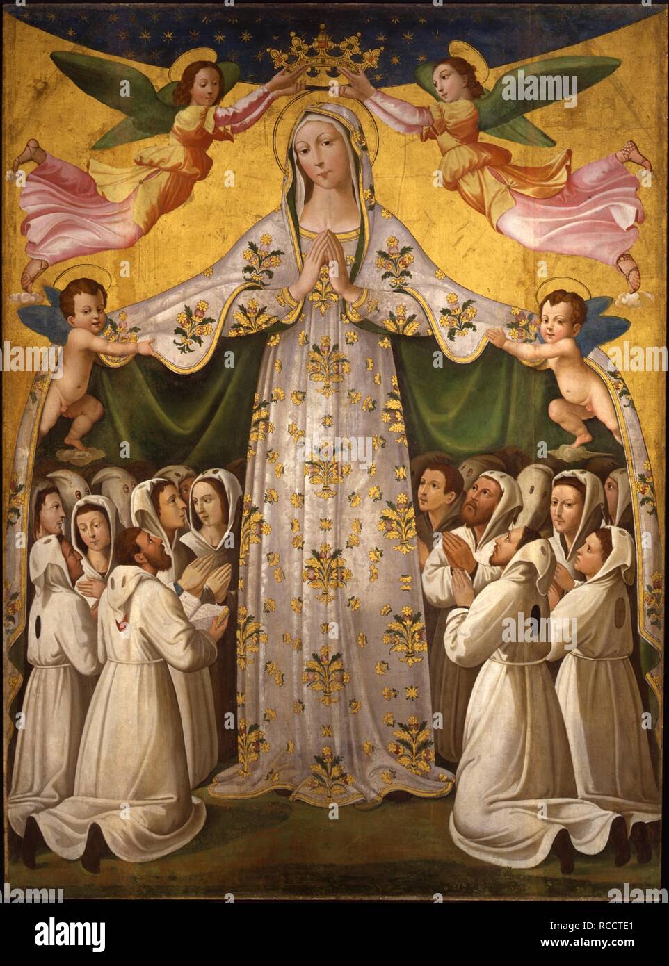 Madonna della Misericordia (Madonna of Mercy). Museum: Museo Civico e Diocesano d'Arte Sacra. Author: Tamagni, Vincenzo. Stock Photo