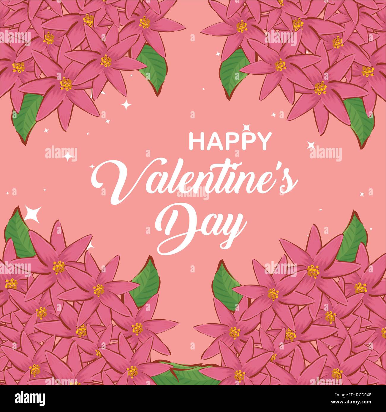 flowers plants with leaves to velentines day celebration Stock Vector