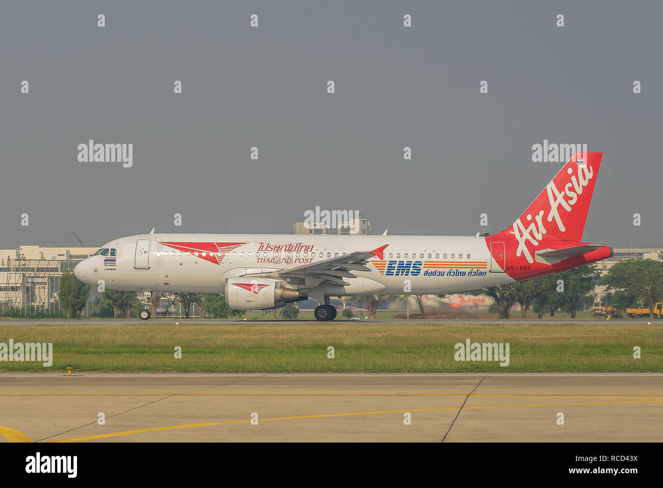An Air Asia Airplane chartered by Thailand Post Office. Stock Photo