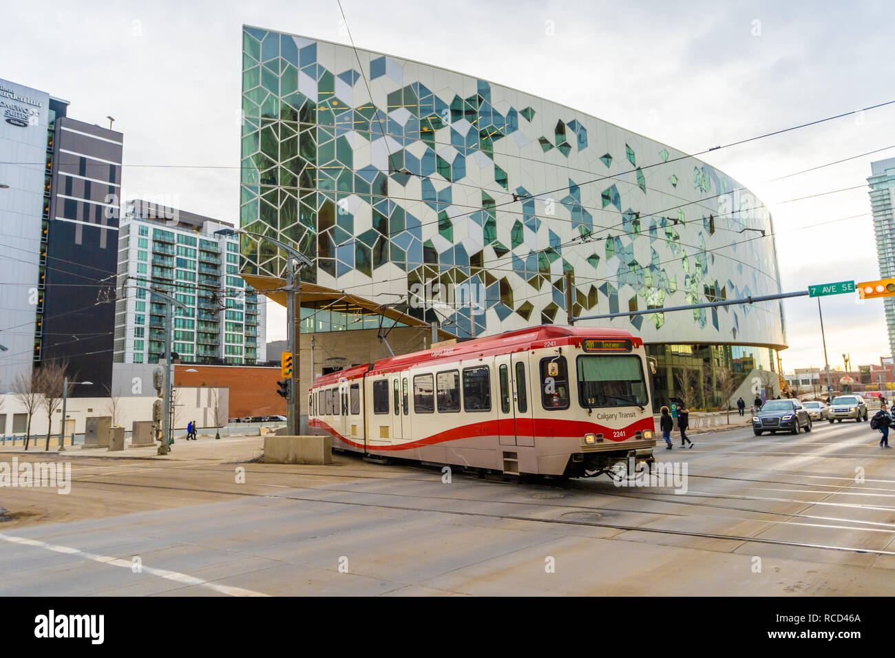 January 11 2019 , Calgary, Alberta Calgary Transit LRT Train using