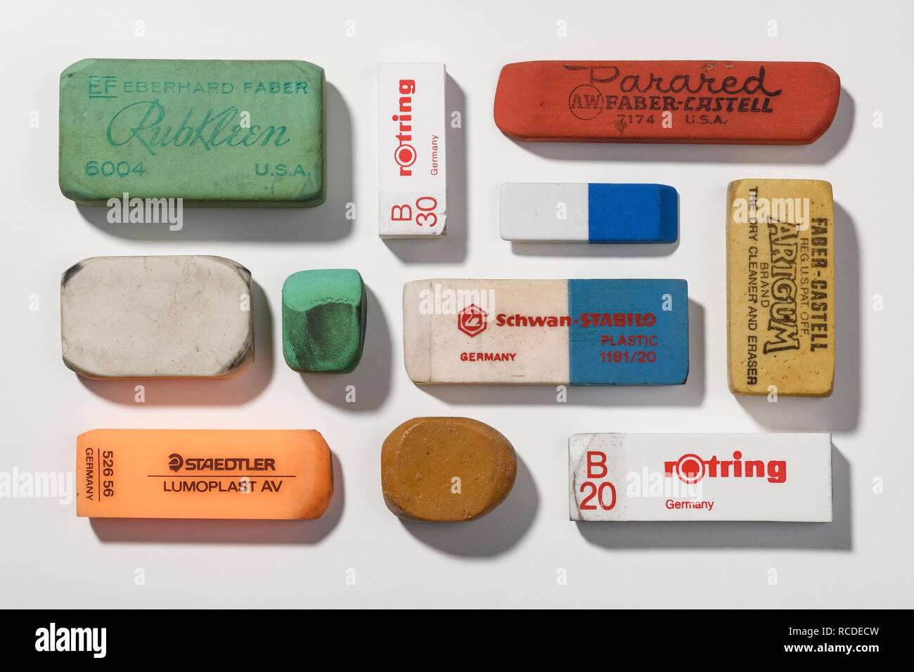 A collection of vintage pencil erasers Stock Photo - Alamy