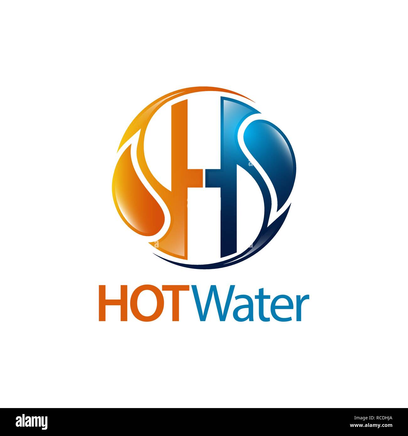 Circle hot water drop initial letter H logo concept design. Symbol graphic template element vector Stock Vector