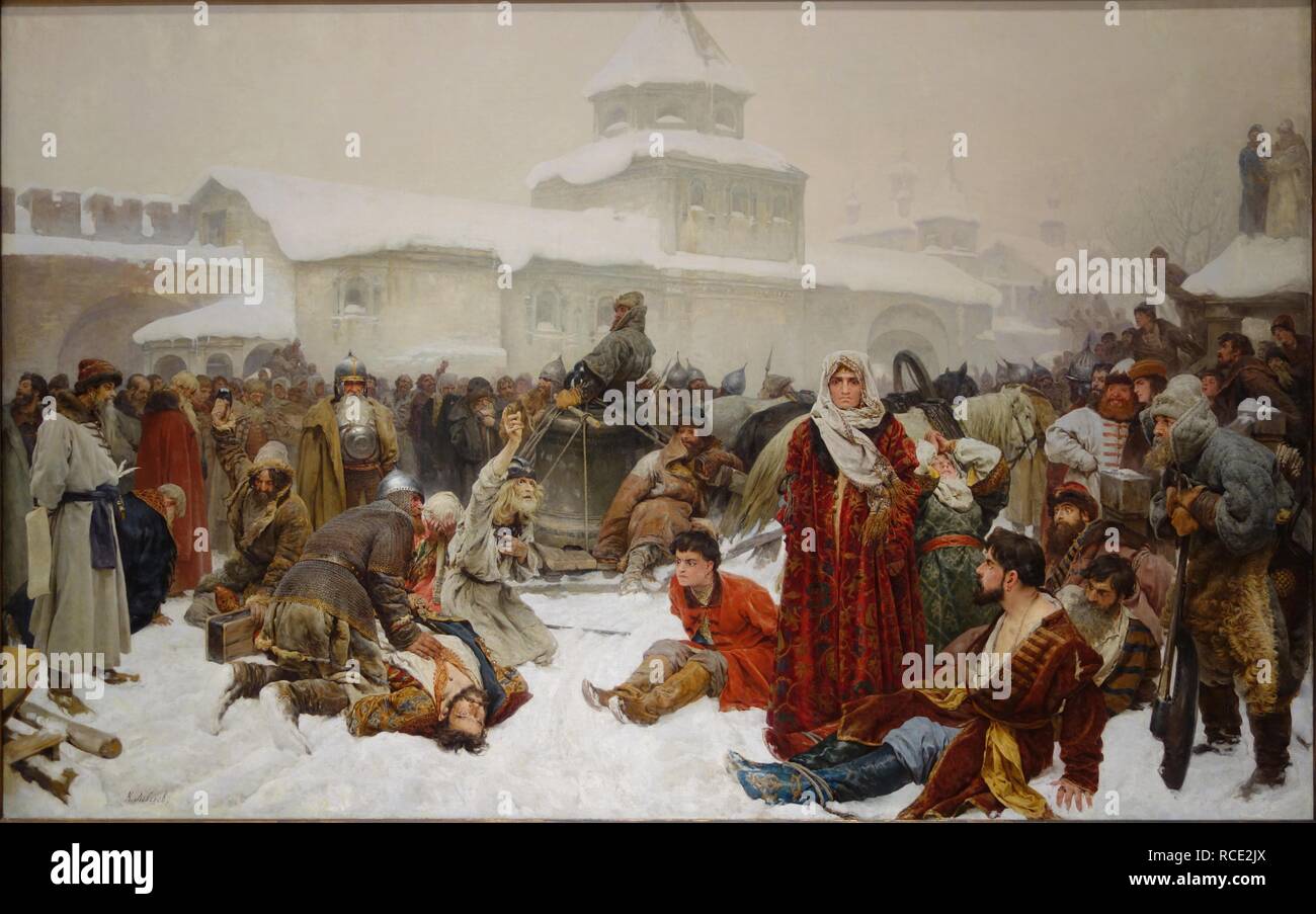 The Fall of Novgorod. Museum: Chazen Museum of Art, Madison. Author: Lebedev, Klavdi Vasilyevich. Stock Photo