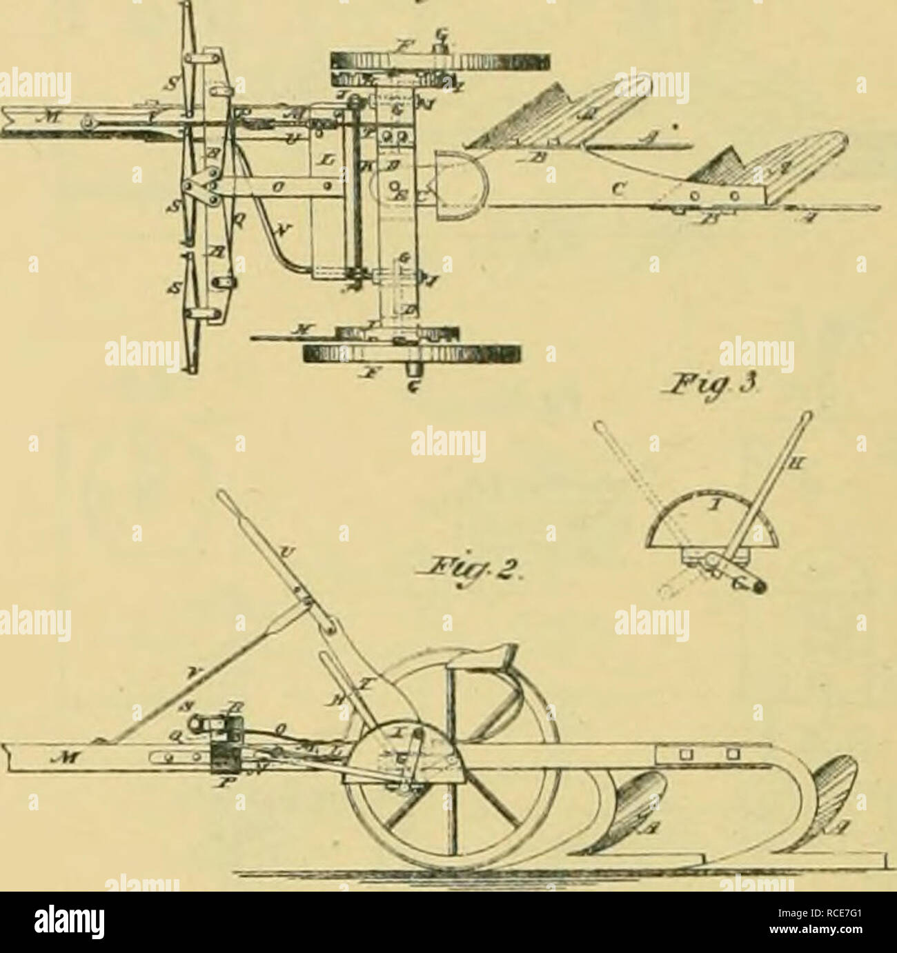 . Digest of agricultural implements, patented in the United States from A.D. 1789 to July 1881 ... Agricultural machinery; Patents. }. R. CUKUIilS. GASG-PLOW Si 187.515. rj-..nttJ f&lt;b. SO, 1317. W. N. RIISIE. Gl'LKT-PLOW, Ho 187.560, P.unud F.l. 80, 1877 M. D. JUIEIKS. GABG-PLOW Piumel KarcL 13. 1877.. Please note that these images are extracted from scanned page images that may have been digitally enhanced for readability - coloration and appearance of these illustrations may not perfectly resemble the original work.. Allen, James T. (James Titus); United States. Patent Office. [New York,  Stock Photo
