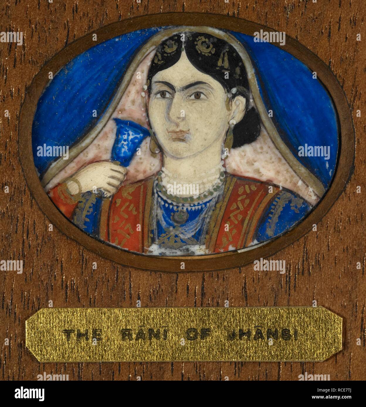 Conventionalised portrait said to be Rani Laksmi Bai of Jhansi (d.1858). c.1860-1870. Watercolour on ivory. Source: Add.Or.2607. Stock Photo