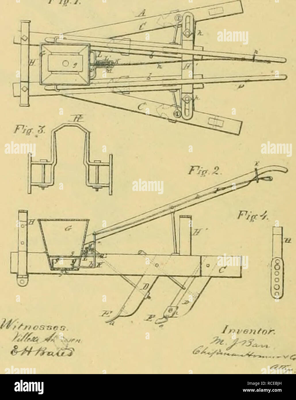 Digest Of Agricultural Implements Patented In The United States From A D 17 To July 11 Agricultural Machinery Patents A Y V J G Lacy Cultivator And Potato Digger No 125 057 Pllei L Ilm Rck26 La 72