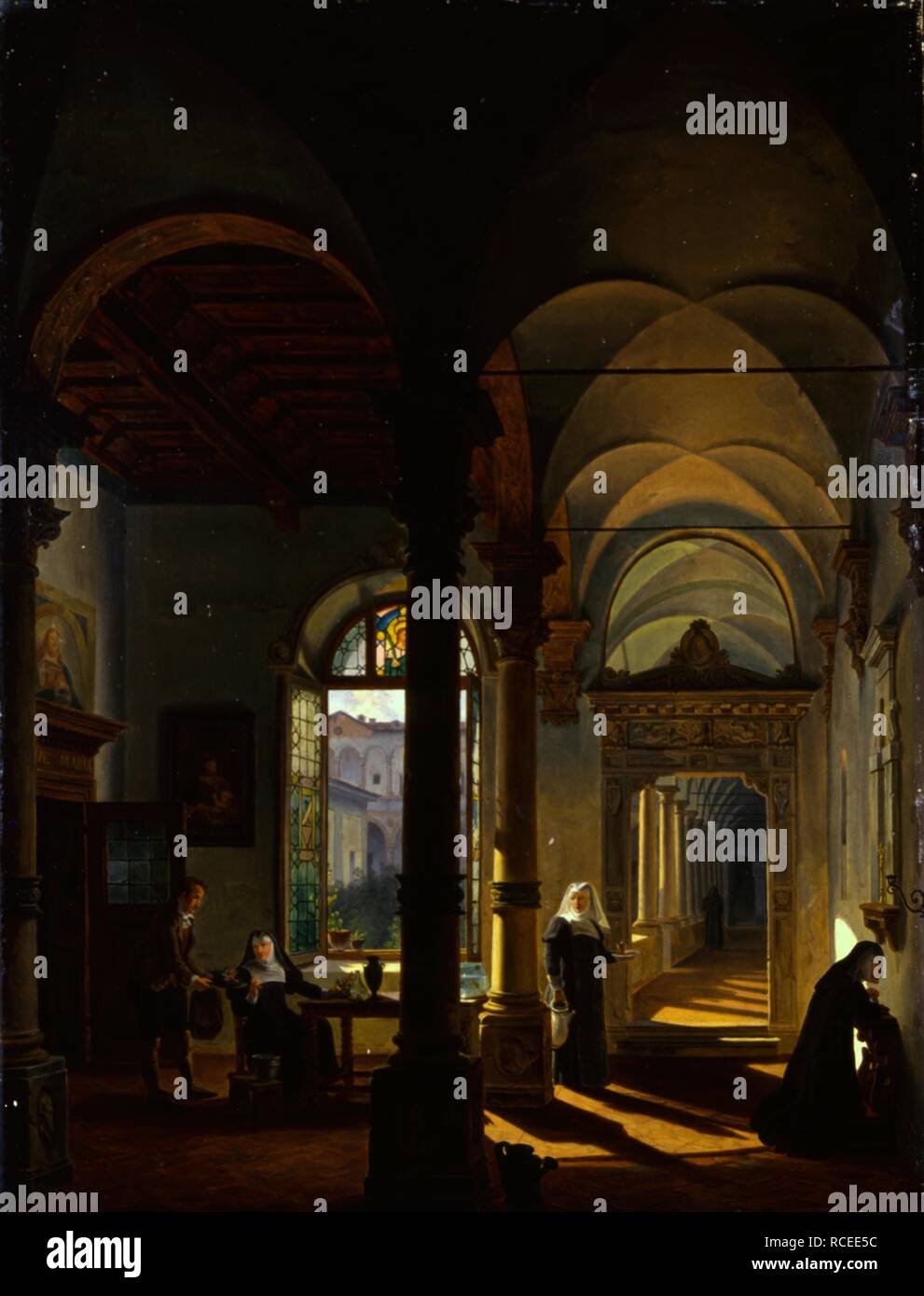 Interior of a Convent. Museum: Fondazione Cariplo. Author: MIGLIARA, GIOVANNI. Stock Photo
