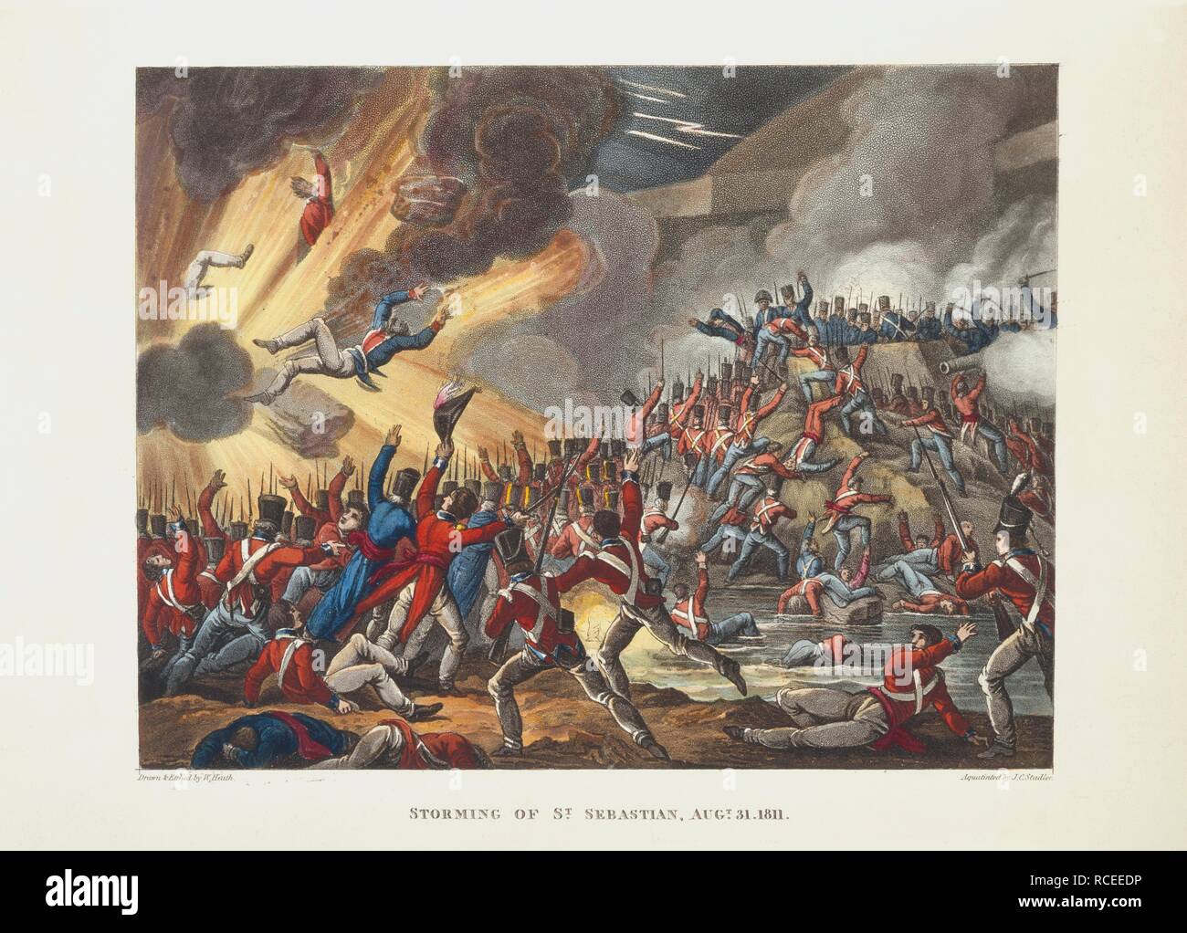 Storming of St. Sebastian, August 31st 1811. The wars of Wellington, a narrative poem. London, 1819. Source: 838.m.7, opposite page 160. Language: English. Author: Syntax, Doctor. Stadler, Joseph C. HEATH W. Stock Photo