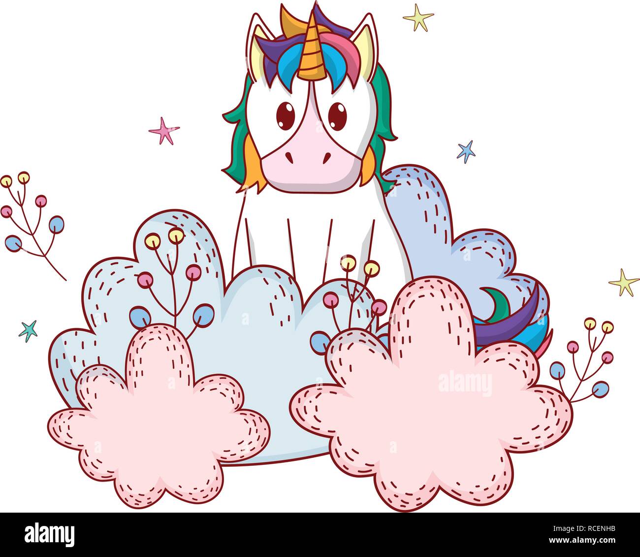 unicorn with shrubbery Stock Vector