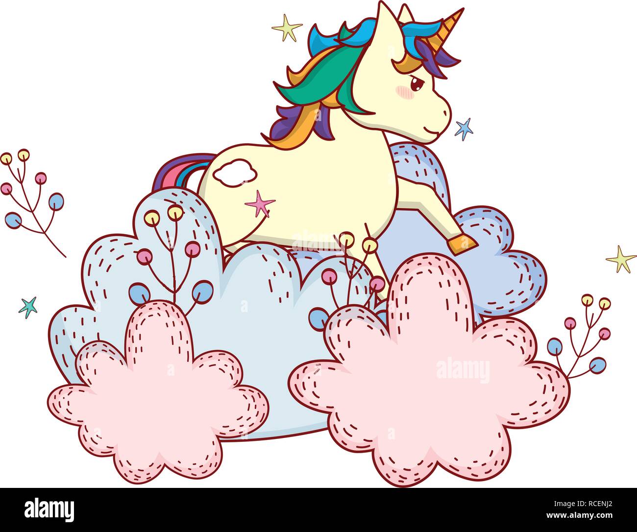 unicorn with shrubbery Stock Vector