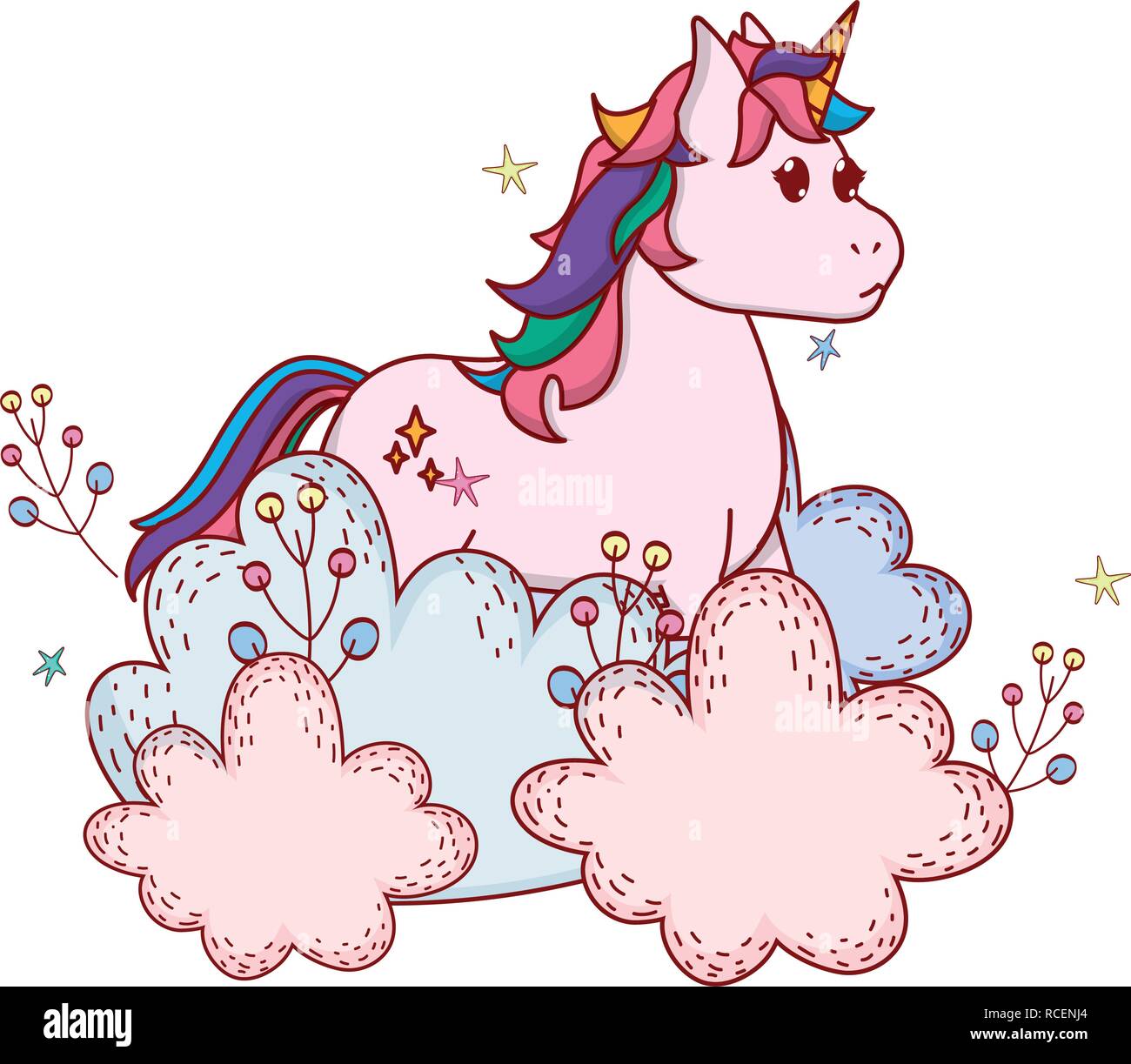 unicorn with shrubbery Stock Vector