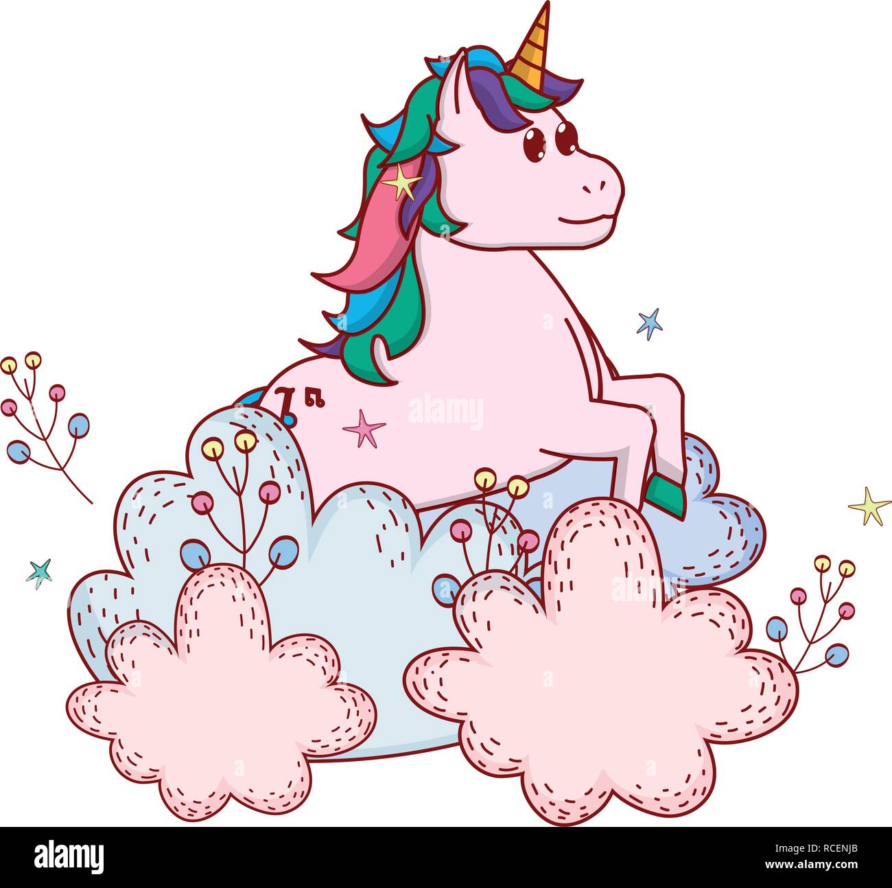 unicorn with shrubbery Stock Vector
