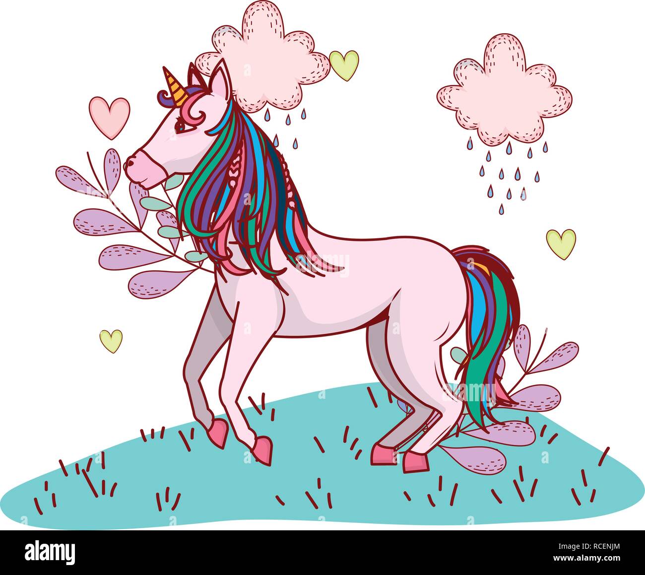 unicorn with leaves Stock Vector Image & Art - Alamy