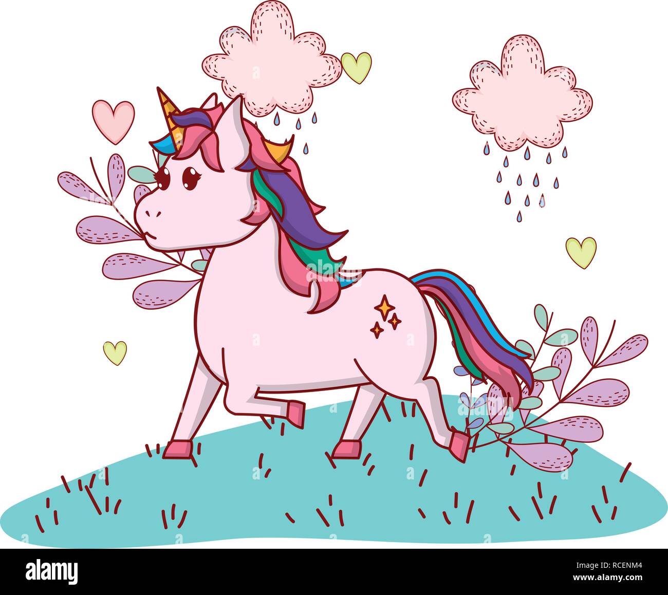 unicorn with leaves Stock Vector Image & Art - Alamy